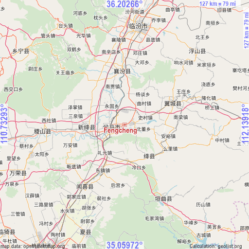 Fengcheng on map