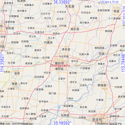 Zhongyuanlu on map