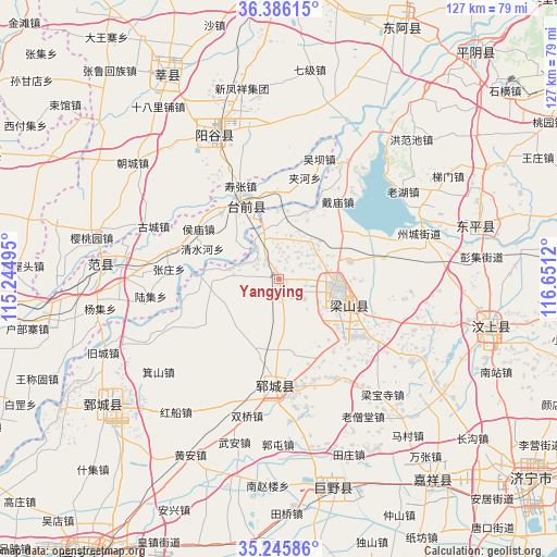 Yangying on map