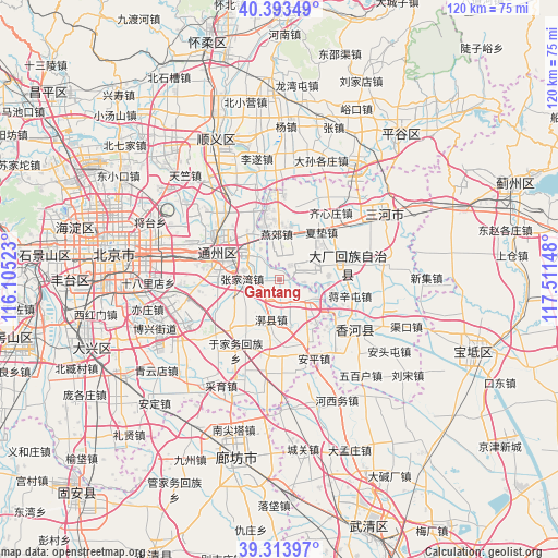 Gantang on map