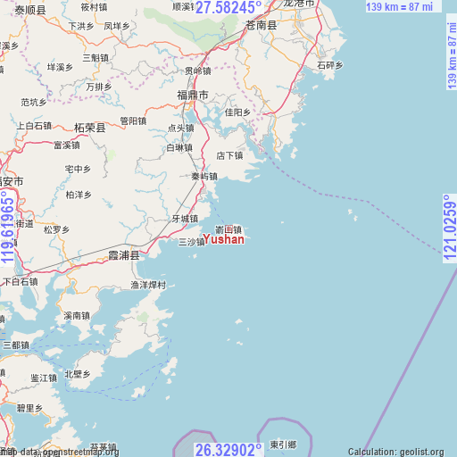 Yushan on map