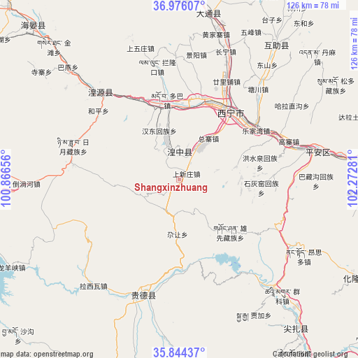 Shangxinzhuang on map