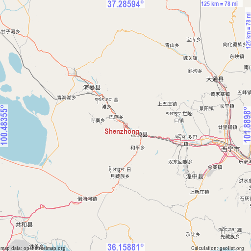 Shenzhong on map