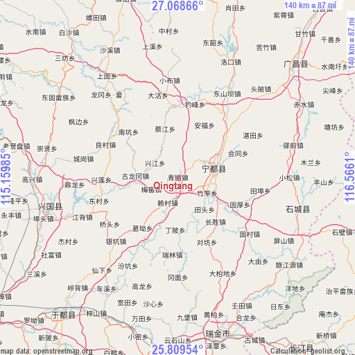 Qingtang on map