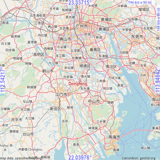 Dongfeng on map