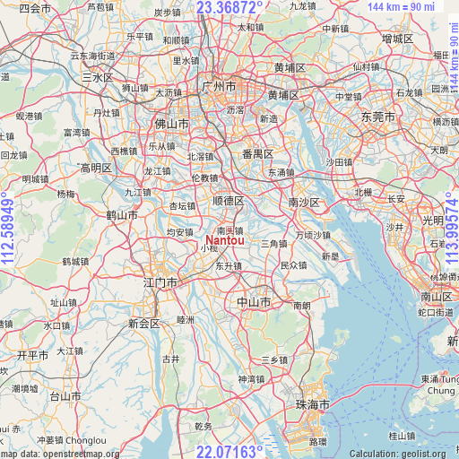 Nantou on map