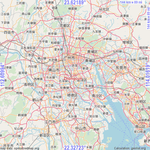 Zhongcun on map