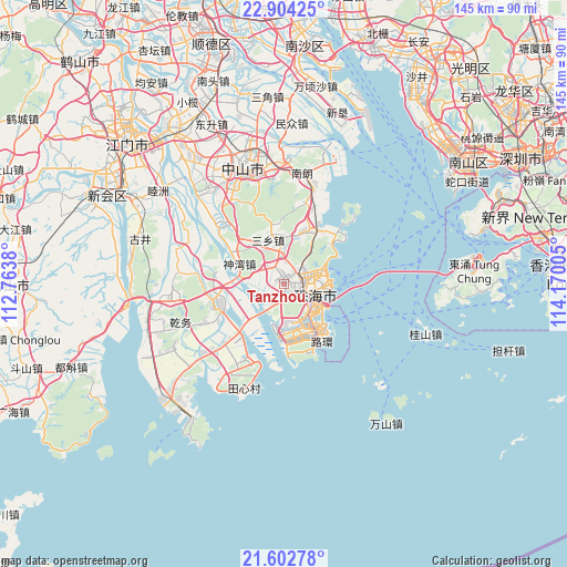 Tanzhou on map