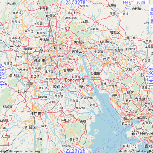 Dongyong on map