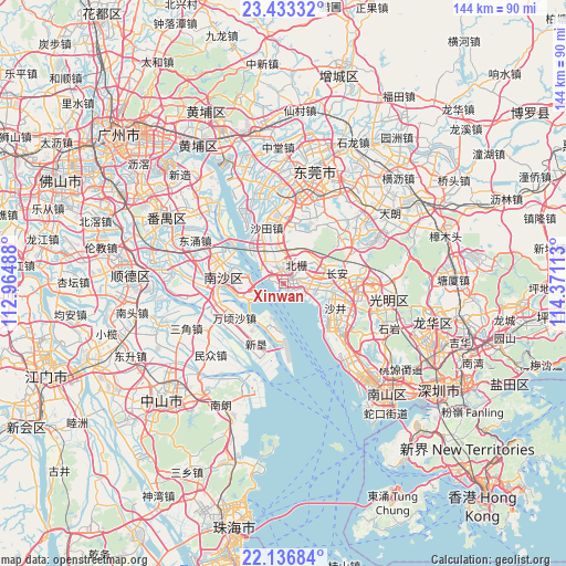 Xinwan on map