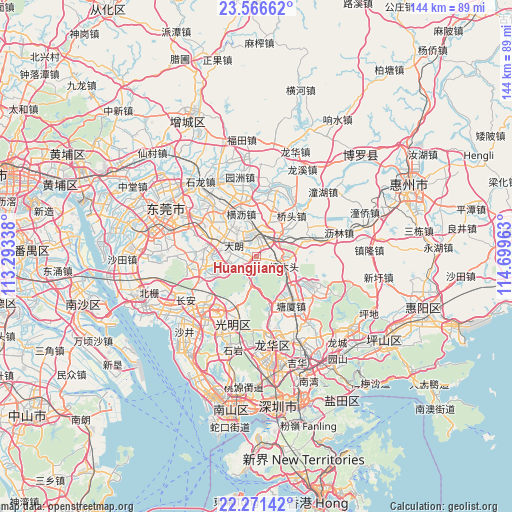 Huangjiang on map