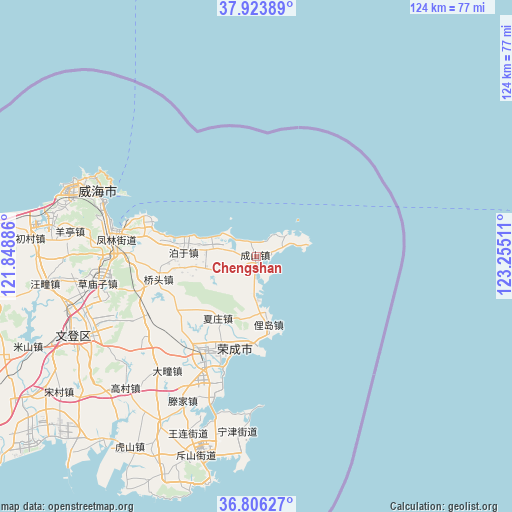 Chengshan on map