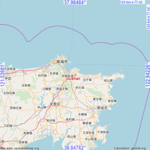 Gushan on map