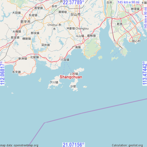 Shangchuan on map