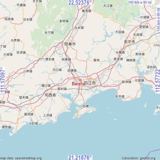 Baisha on map