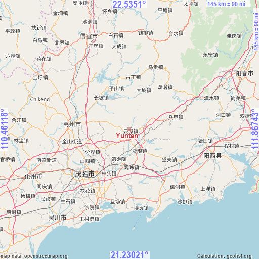 Yuntan on map