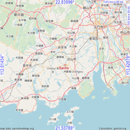 Sanhe on map