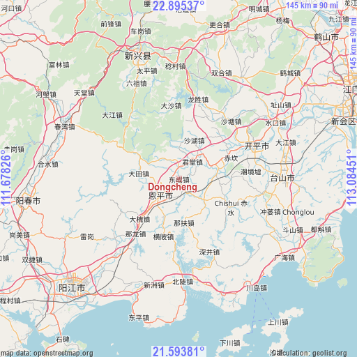 Dongcheng on map