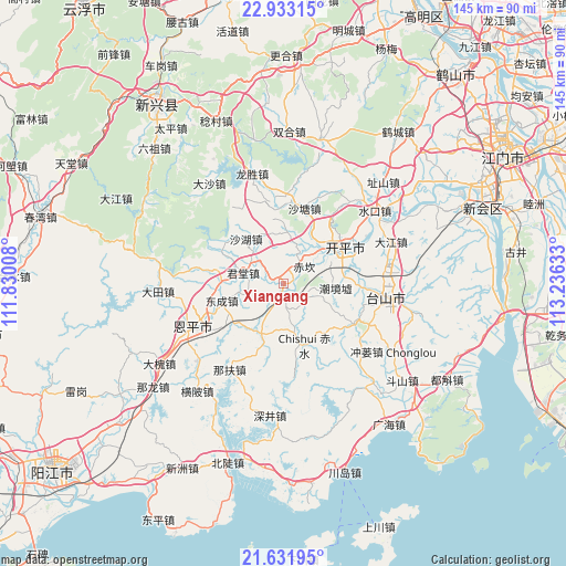 Xiangang on map