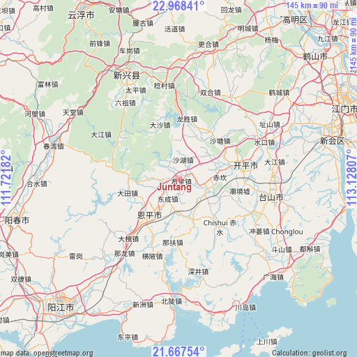 Juntang on map