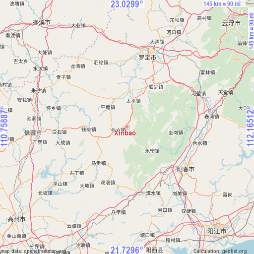 Xinbao on map