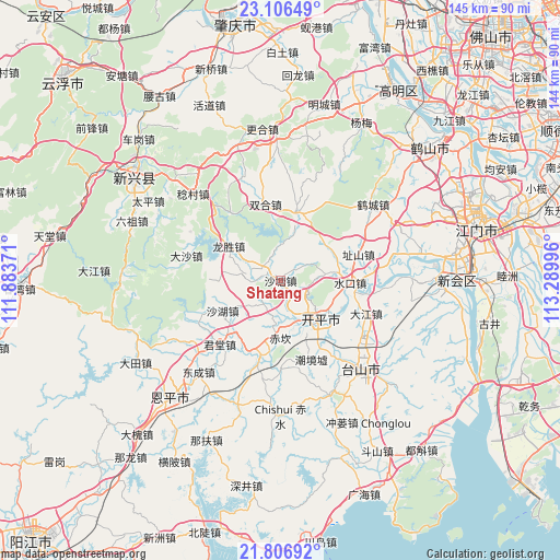 Shatang on map