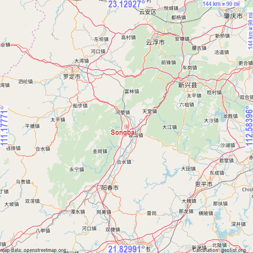 Songbai on map