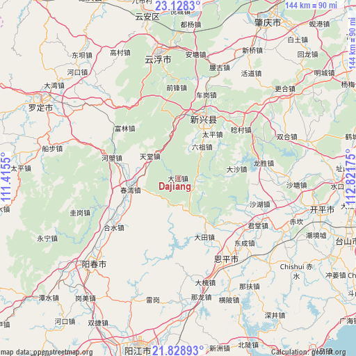 Dajiang on map