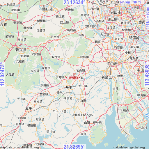 Yueshan on map