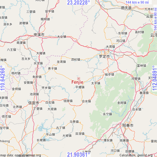 Fenjie on map