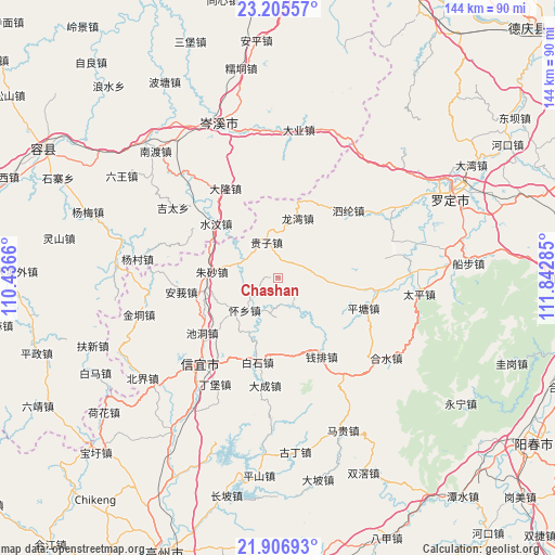 Chashan on map