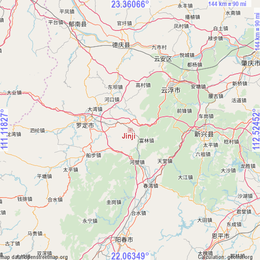 Jinji on map