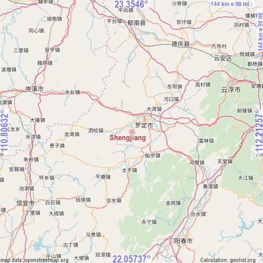 Shengjiang on map