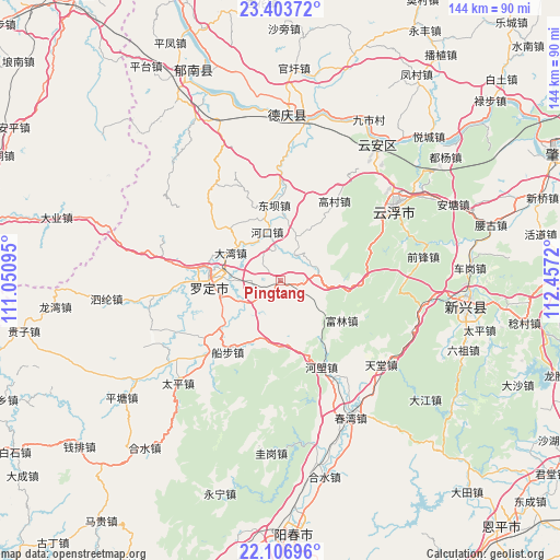 Pingtang on map