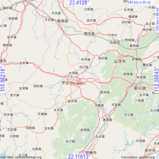 Huashi on map