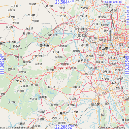 Mingcheng on map