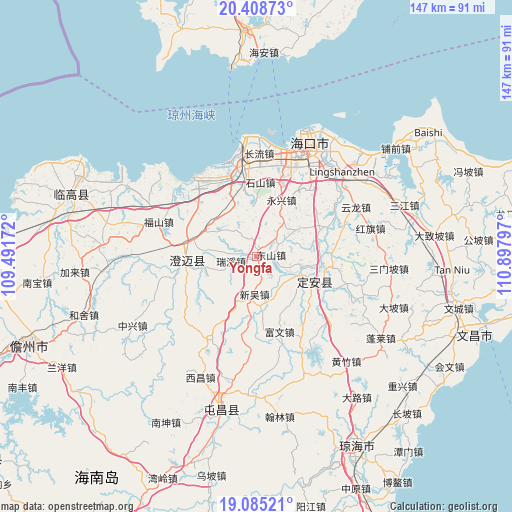 Yongfa on map