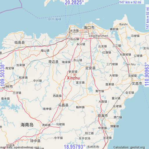 Xinzhu on map