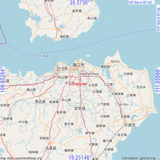 Longqiao on map