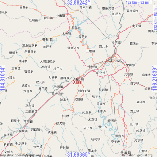 Xiasi on map