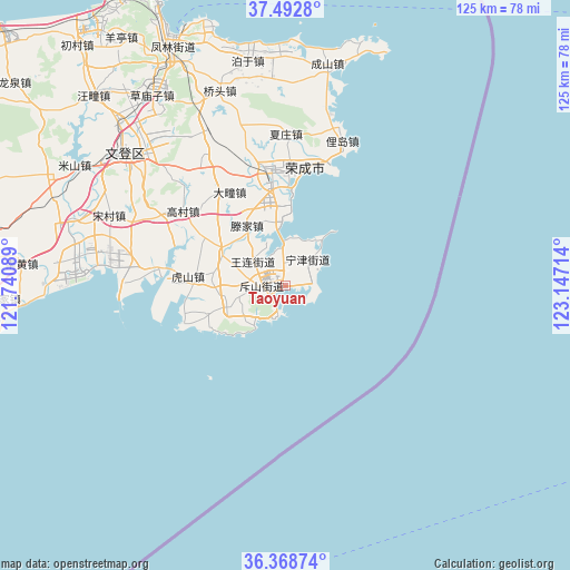 Taoyuan on map