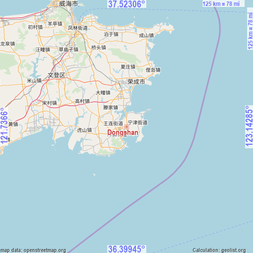 Dongshan on map