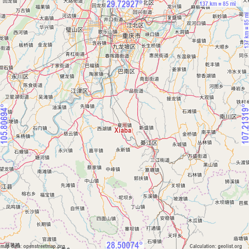 Xiaba on map