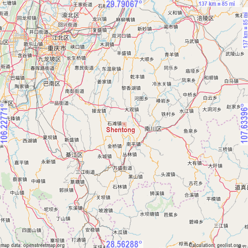 Shentong on map