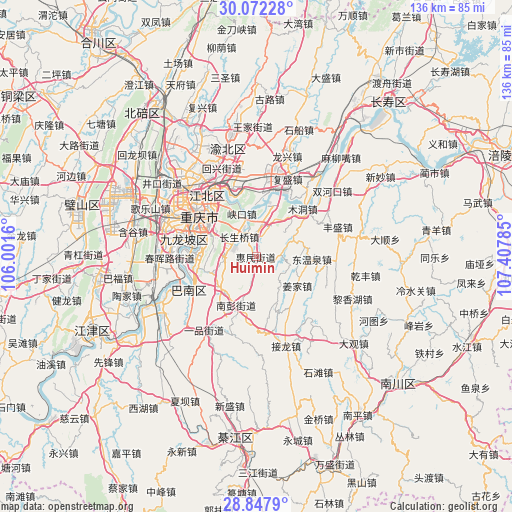 Huimin on map