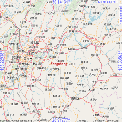 Fengsheng on map