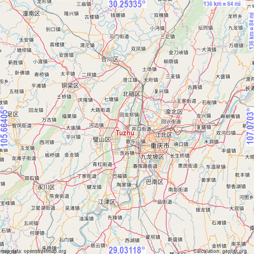 Tuzhu on map