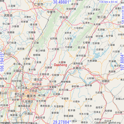 Dasheng on map