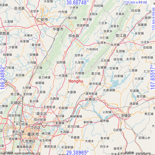 Honghu on map