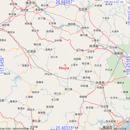 Houjia on map